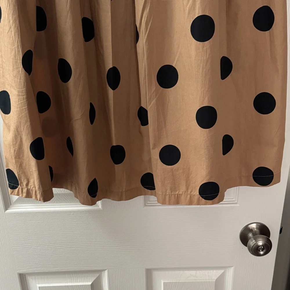 Who What Wear size 2 Camel and black Polka Dot Midi Skirt Cotton - Picture 3 of 6